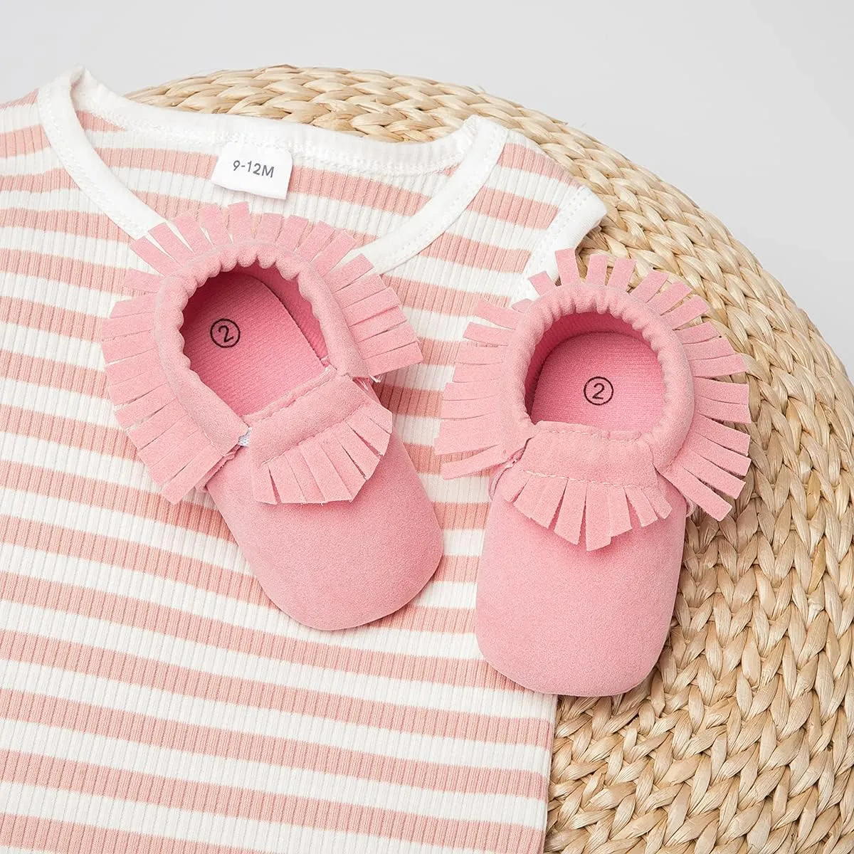 CENCIRILY Infant Baby Fringe Moccasin Slipper Boys Girls Tassel Suede Leather Toddler Sneakers Soft Sole First Walking Loafers Crib Shoes