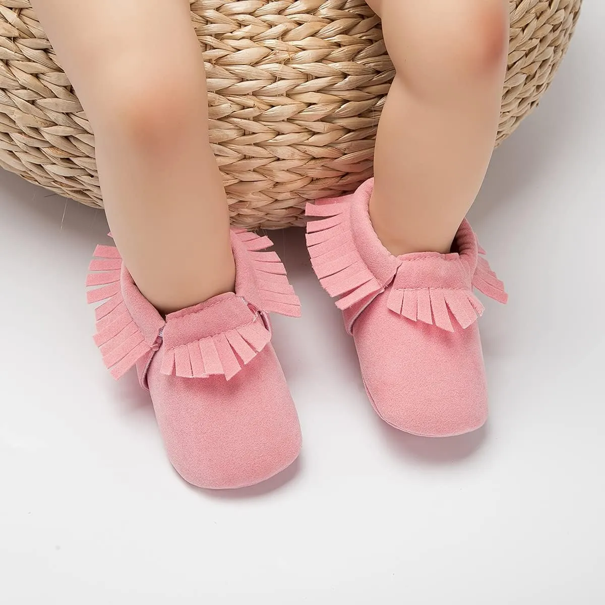 CENCIRILY Infant Baby Fringe Moccasin Slipper Boys Girls Tassel Suede Leather Toddler Sneakers Soft Sole First Walking Loafers Crib Shoes