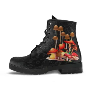 Combat Boots - Mushroom Boots #111 | Mushroom Gift, Birthday Gift Idea, Vegan Leather Lace Up Boots, Custom Unisex Adult Shoes, Gift for Her
