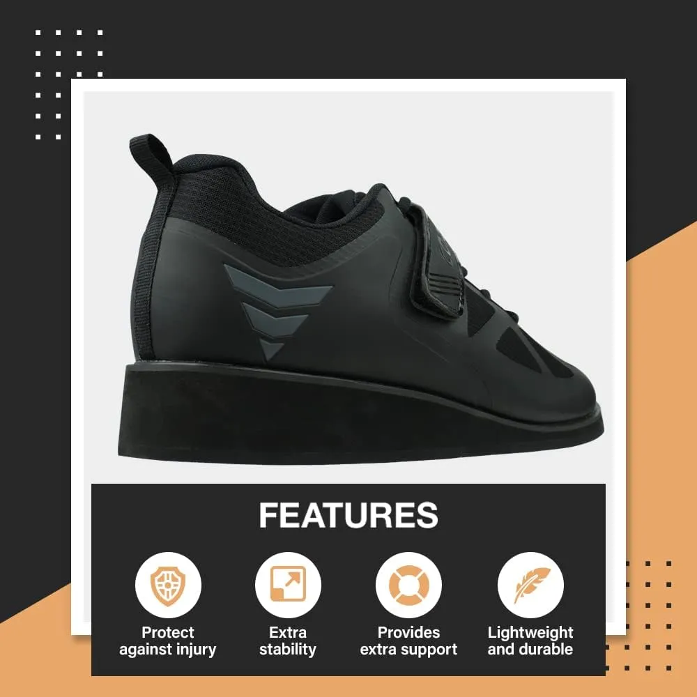CORE Weightlifting Shoes - Squat Shoes for Powerlifting, Deadlifting, Crosstraining, Olympic Lifting and Gym - Men and Women - Strap and Lace-Up Design with Non-Slip Sole & 0.67" Heel