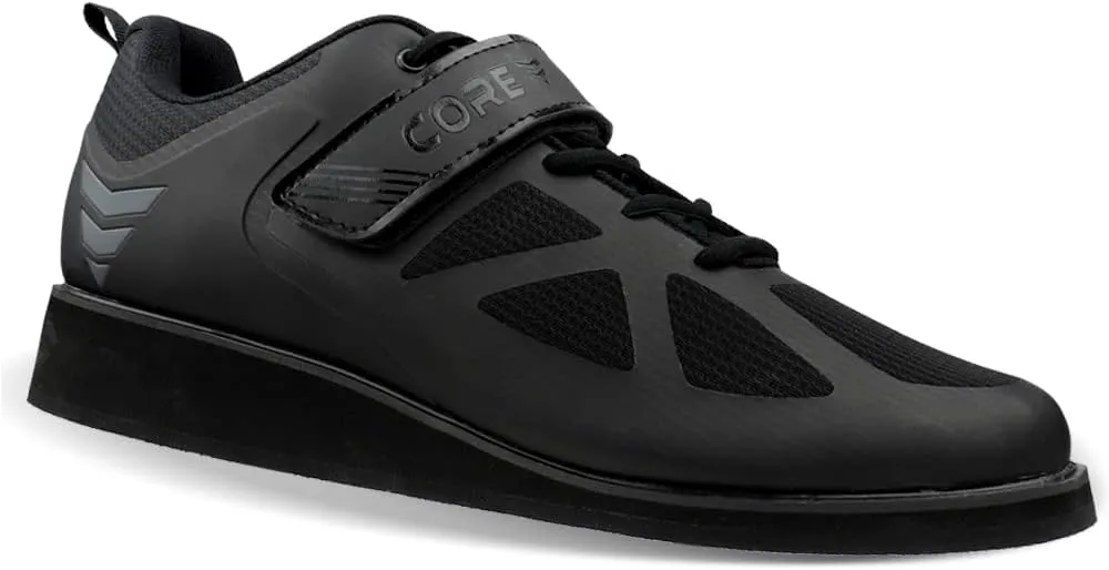 CORE Weightlifting Shoes - Squat Shoes for Powerlifting, Deadlifting, Crosstraining, Olympic Lifting and Gym - Men and Women - Strap and Lace-Up Design with Non-Slip Sole & 0.67" Heel