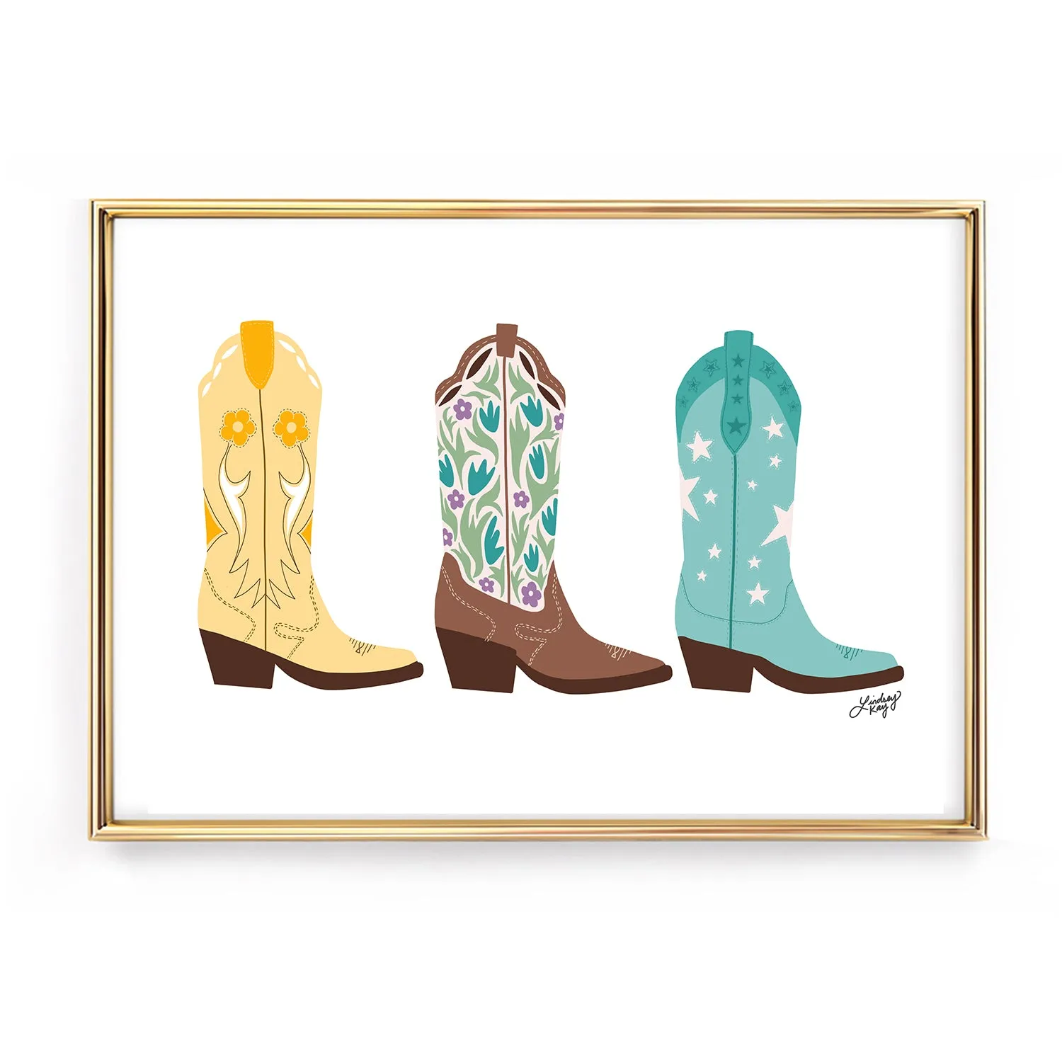 Cowboy Boots Illustration (Bright Palette) - Art Print