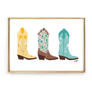 Cowboy Boots Illustration (Bright Palette) - Art Print