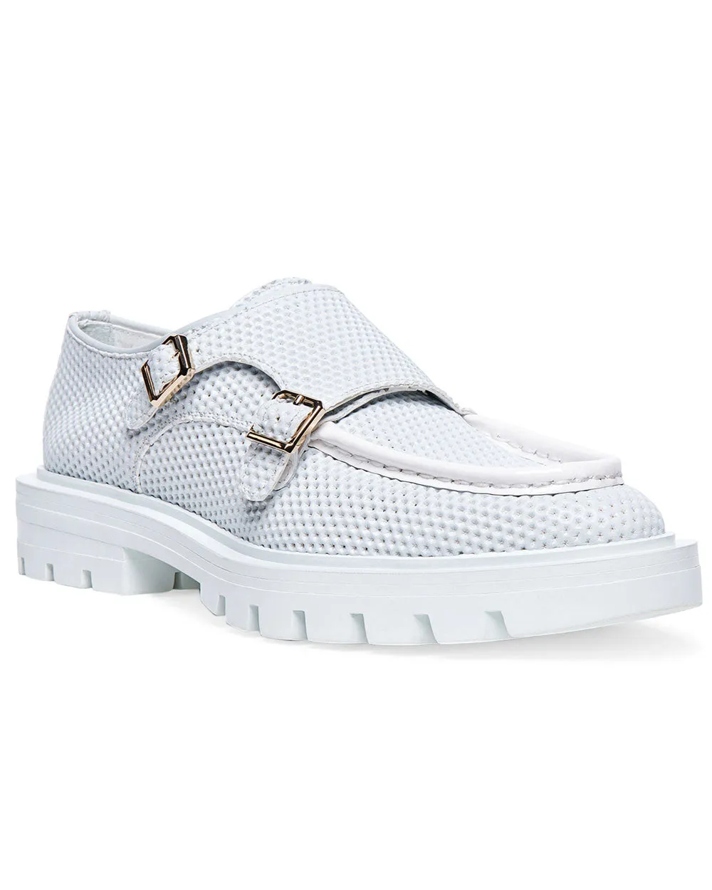 Delphinus Double Buckle Loafer in White