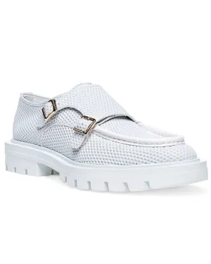 Delphinus Double Buckle Loafer in White