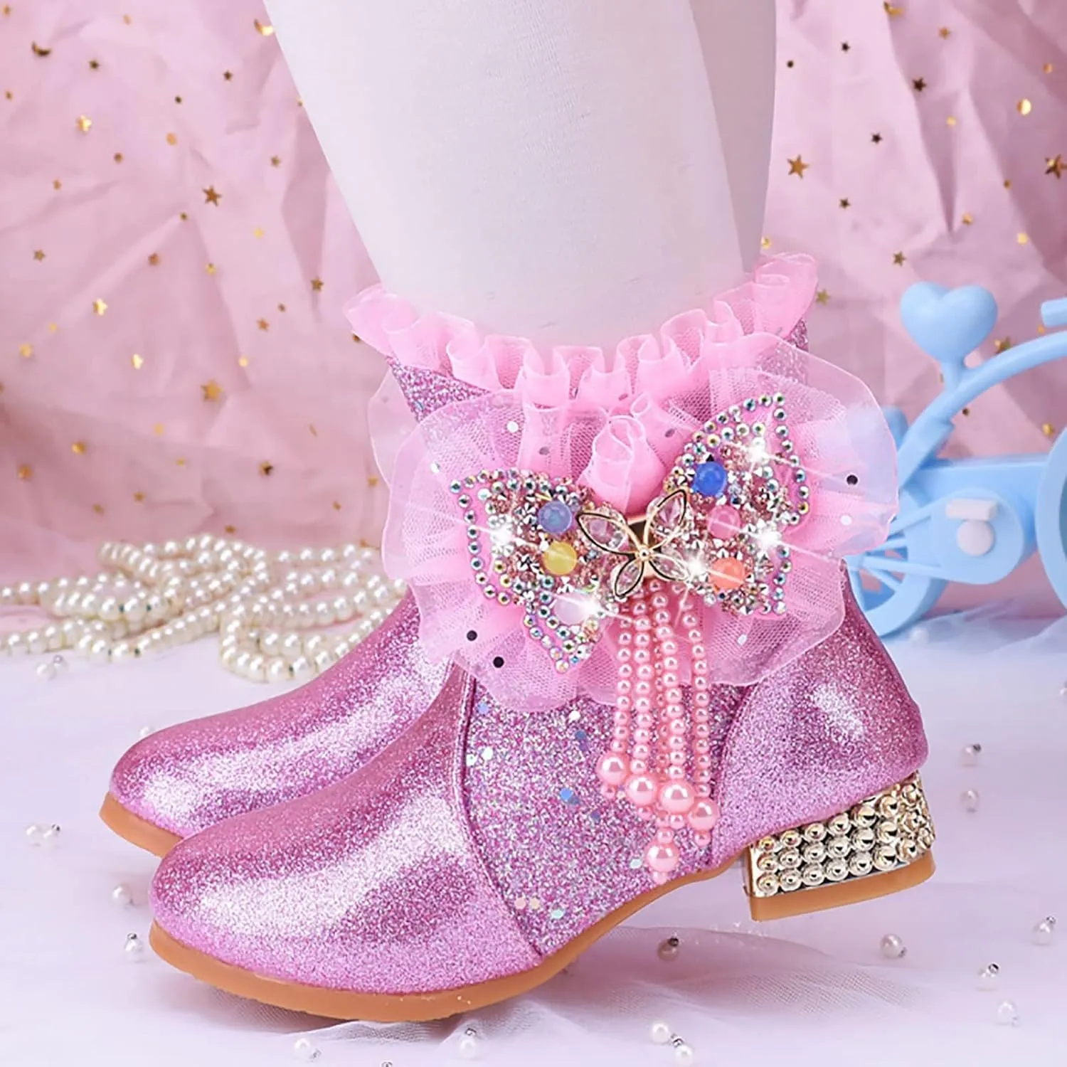 EnJoCho Girls Short Boots Toddler Girls Booties Little Kid Shoes Short Boots Girls Boots Cotton Shoes Princess Shoes