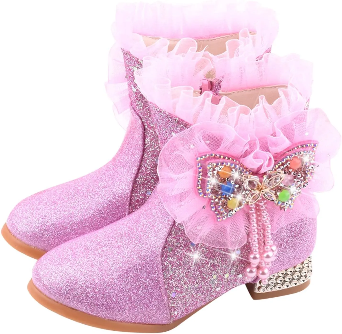 EnJoCho Girls Short Boots Toddler Girls Booties Little Kid Shoes Short Boots Girls Boots Cotton Shoes Princess Shoes