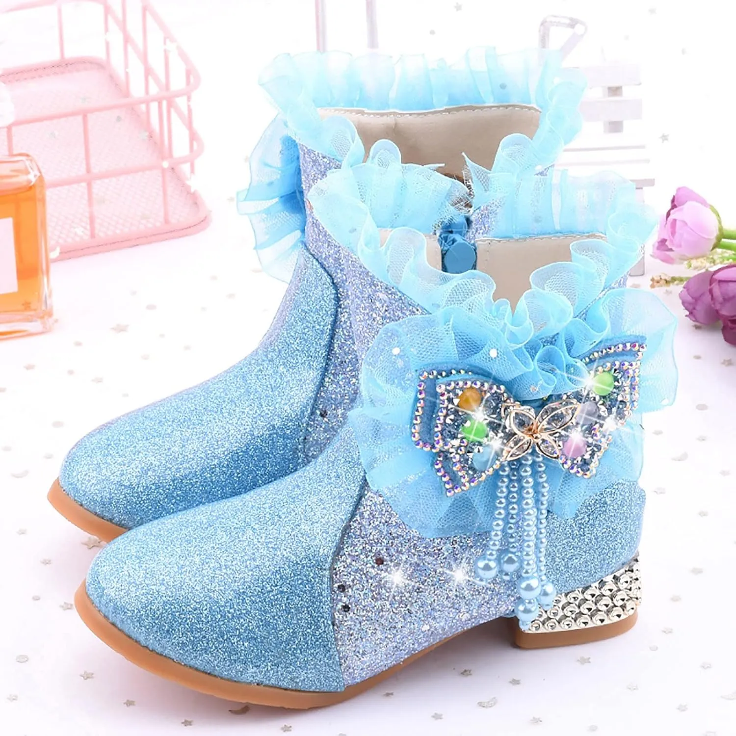 EnJoCho Girls Short Boots Toddler Girls Booties Little Kid Shoes Short Boots Girls Boots Cotton Shoes Princess Shoes