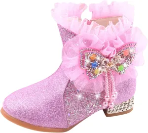 EnJoCho Girls Short Boots Toddler Girls Booties Little Kid Shoes Short Boots Girls Boots Cotton Shoes Princess Shoes