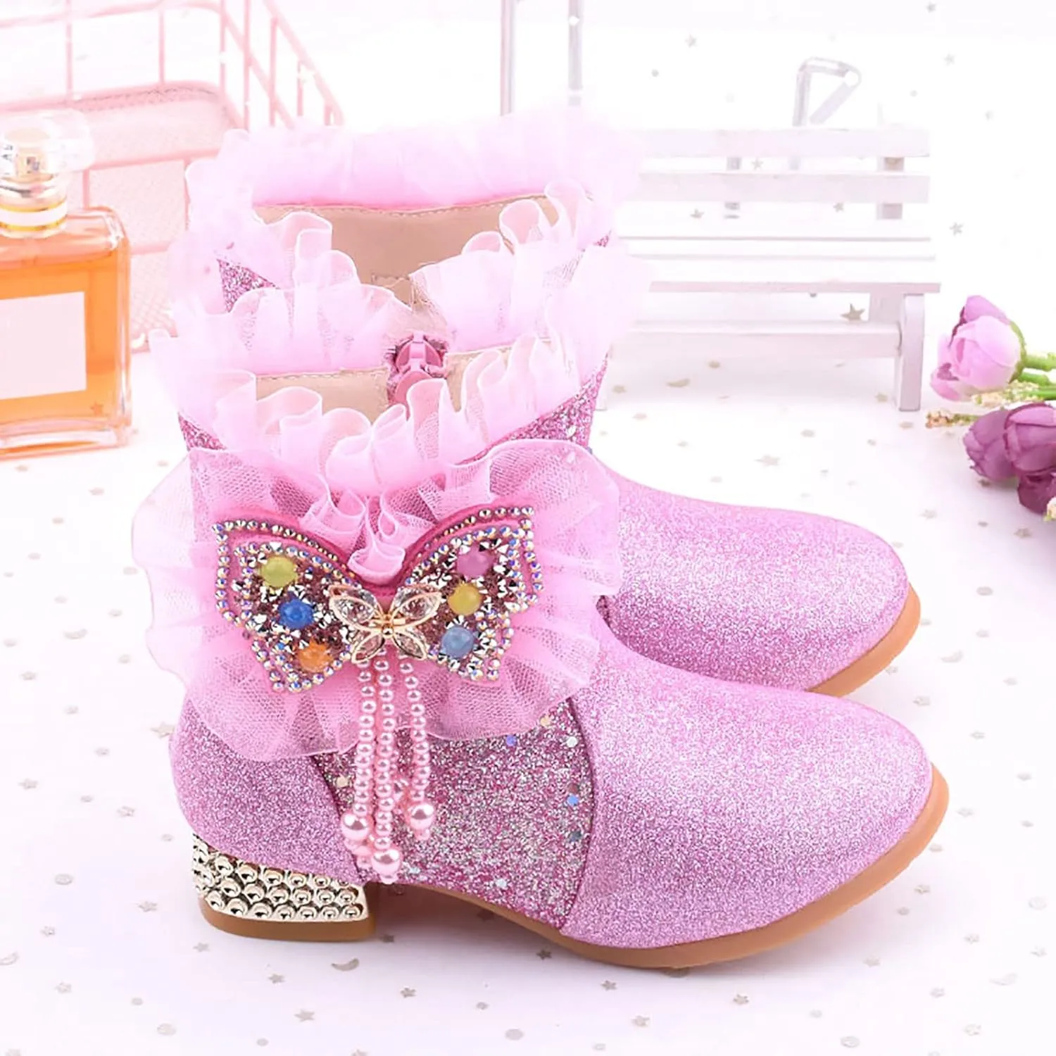 EnJoCho Girls Short Boots Toddler Girls Booties Little Kid Shoes Short Boots Girls Boots Cotton Shoes Princess Shoes