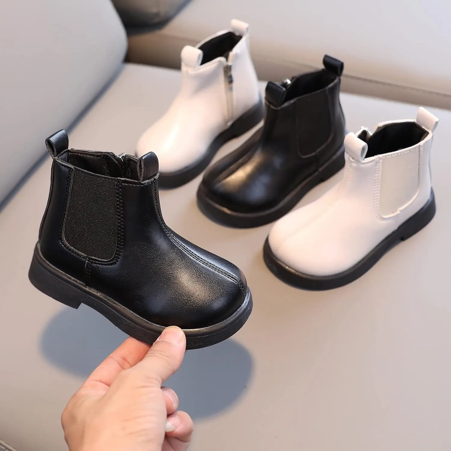 EnJoCho Little Boys Short Boots Toddler Girls Boots Little Kid Shoes Short Boots Girls School Leather Shoes 1-8 Years
