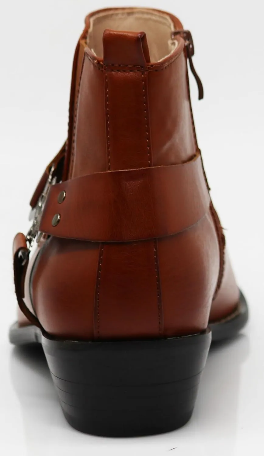 Enzo Romeo WT10 Men's Western Cowboy Motorcycle Ankle Boots