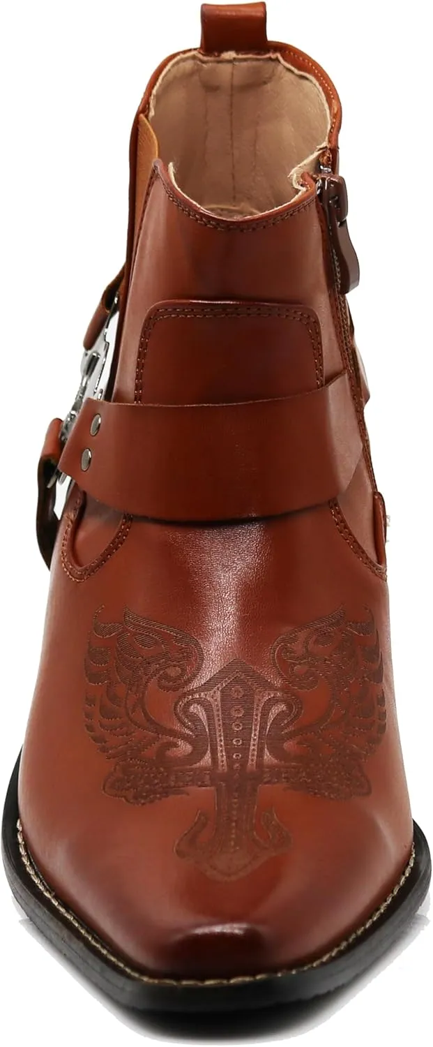 Enzo Romeo WT10 Men's Western Cowboy Motorcycle Ankle Boots