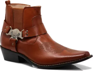 Enzo Romeo WT10 Men's Western Cowboy Motorcycle Ankle Boots