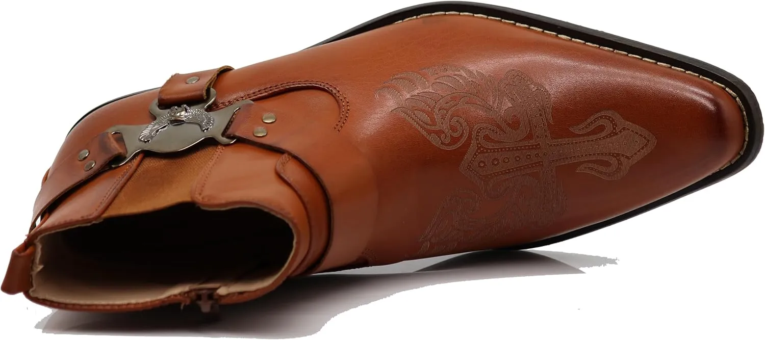 Enzo Romeo WT10 Men's Western Cowboy Motorcycle Ankle Boots