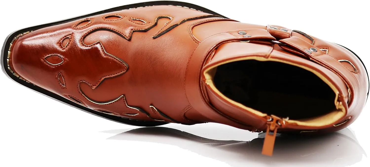 Enzo Romeo WT11 Men's Western Cowboy Motorcycle Ankle Boots