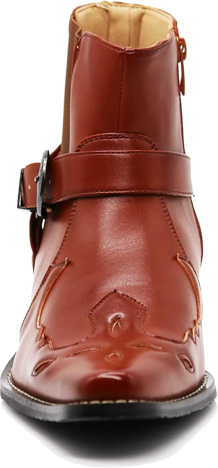 Enzo Romeo WT11 Men's Western Cowboy Motorcycle Ankle Boots