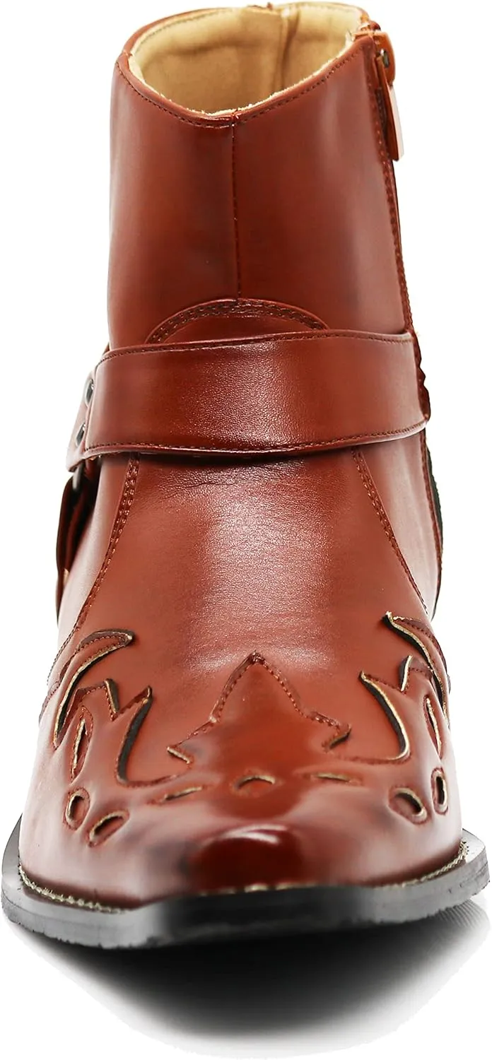 Enzo Romeo WT11 Men's Western Cowboy Motorcycle Ankle Boots