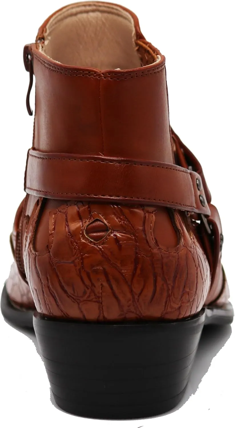Enzo Romeo WT11 Men's Western Cowboy Motorcycle Ankle Boots