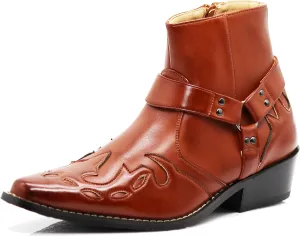 Enzo Romeo WT11 Men's Western Cowboy Motorcycle Ankle Boots
