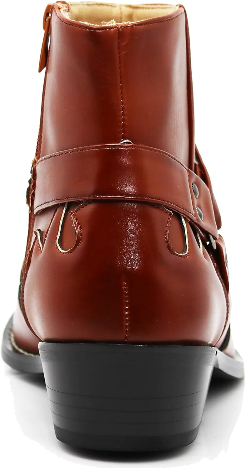 Enzo Romeo WT11 Men's Western Cowboy Motorcycle Ankle Boots