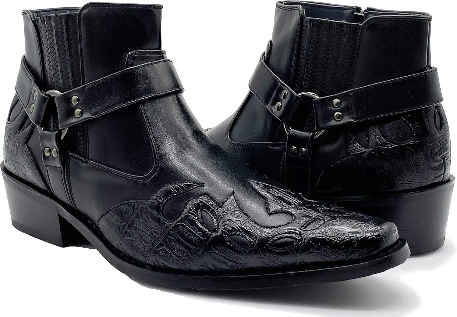 Enzo Romeo WT11 Men's Western Cowboy Motorcycle Ankle Boots