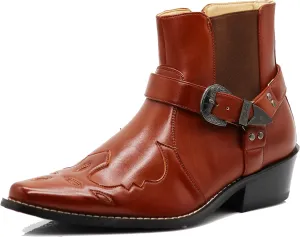 Enzo Romeo WT11 Men's Western Cowboy Motorcycle Ankle Boots