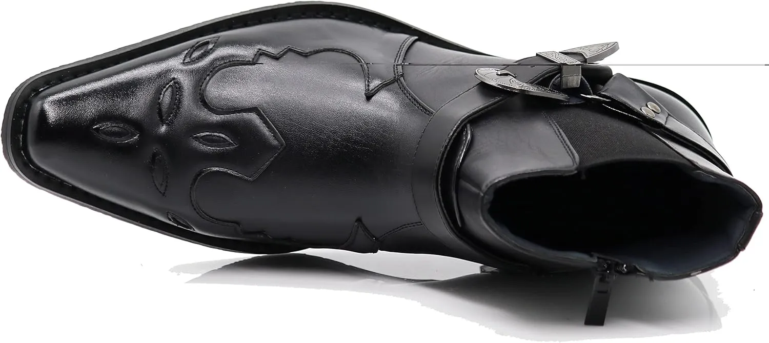 Enzo Romeo WT11 Men's Western Cowboy Motorcycle Ankle Boots