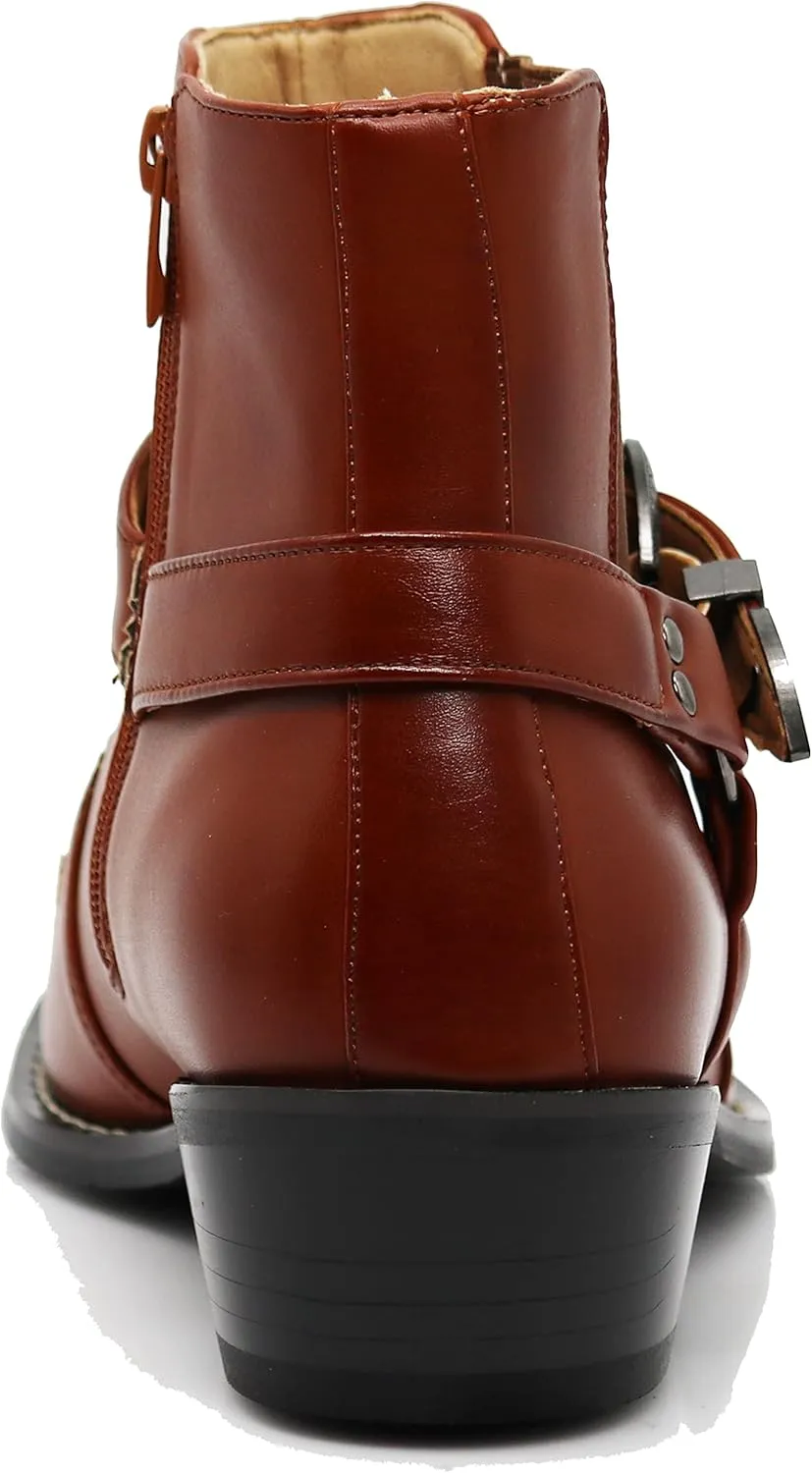 Enzo Romeo WT11 Men's Western Cowboy Motorcycle Ankle Boots
