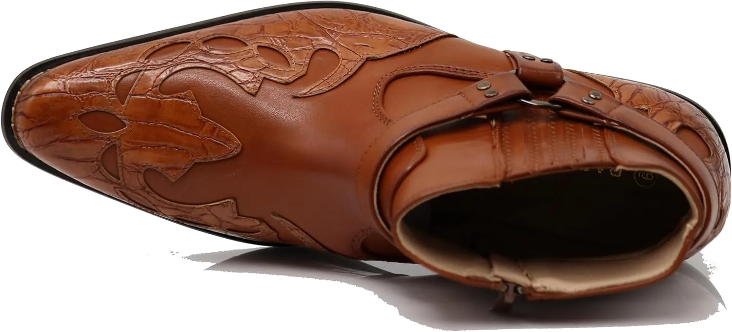 Enzo Romeo WT11 Men's Western Cowboy Motorcycle Ankle Boots