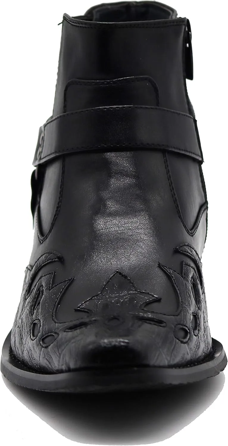 Enzo Romeo WT11 Men's Western Cowboy Motorcycle Ankle Boots