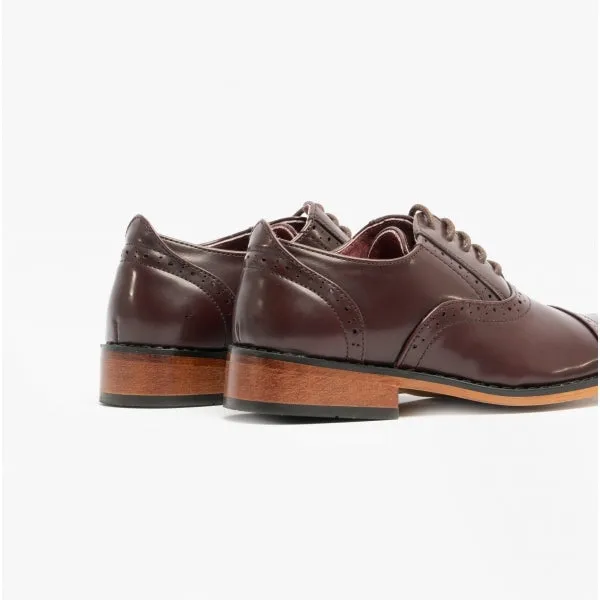 FRANCIS JNR Boys Oxford Lace Up Shoes Oxblood