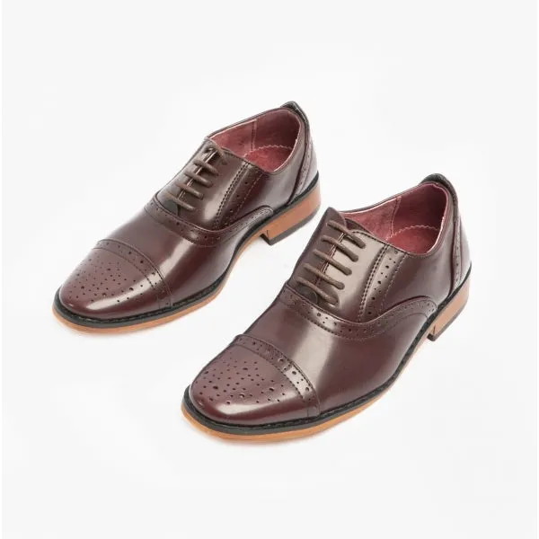 FRANCIS JNR Boys Oxford Lace Up Shoes Oxblood
