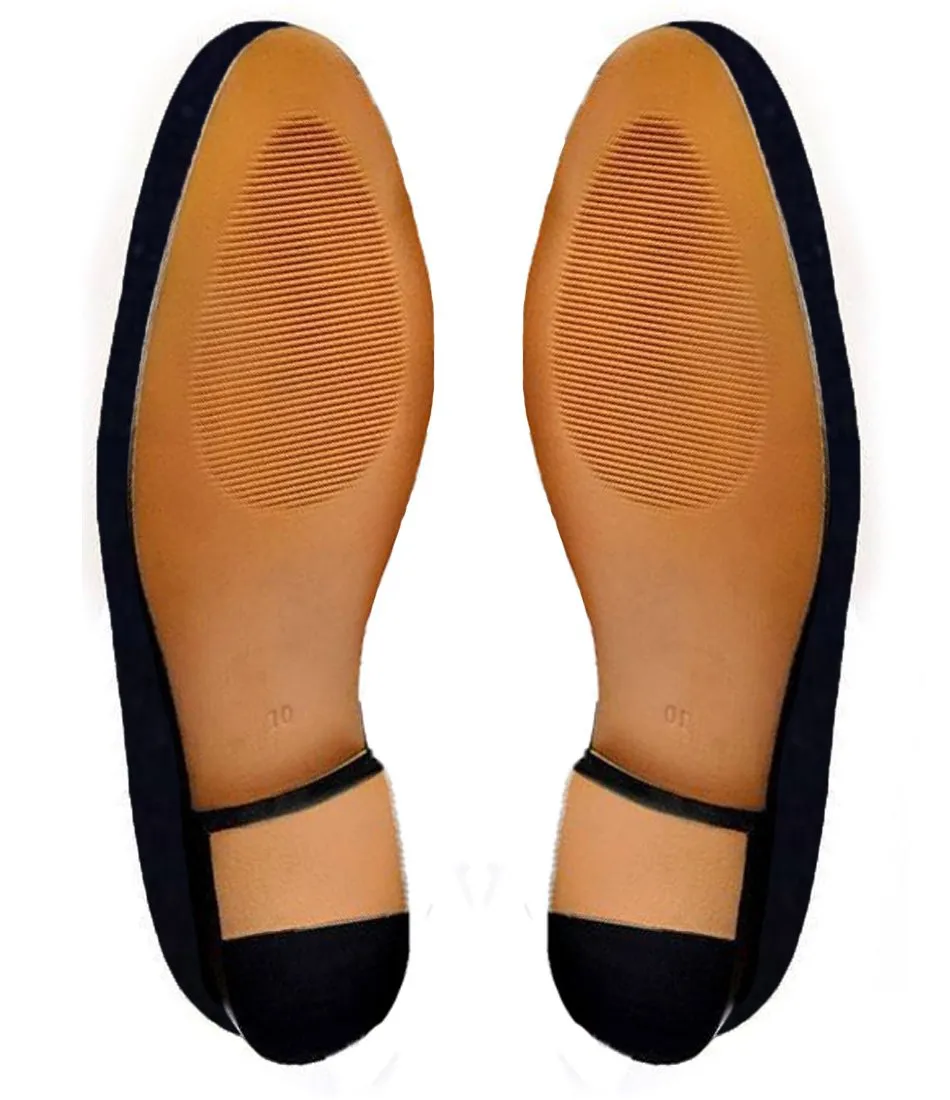 Height Increasing Blue Velvet Spartan Shield Embroidered Loafers