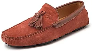 JIADELI Men's Loafers Shoes Solid Color Breathable Moc Toe with Tassel Driving Shoes Resistant Comfortable Lightweight Casual Slip On