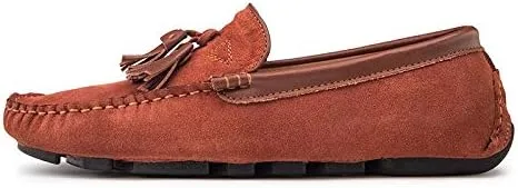 JIADELI Men's Loafers Shoes Solid Color Breathable Moc Toe with Tassel Driving Shoes Resistant Comfortable Lightweight Casual Slip On
