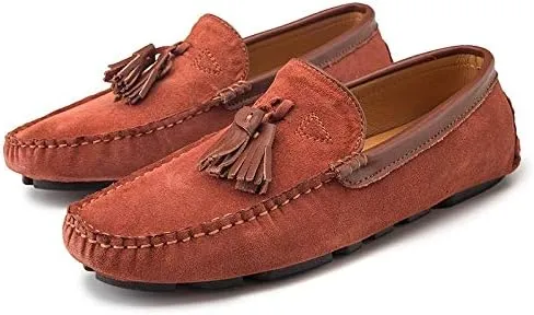 JIADELI Men's Loafers Shoes Solid Color Breathable Moc Toe with Tassel Driving Shoes Resistant Comfortable Lightweight Casual Slip On