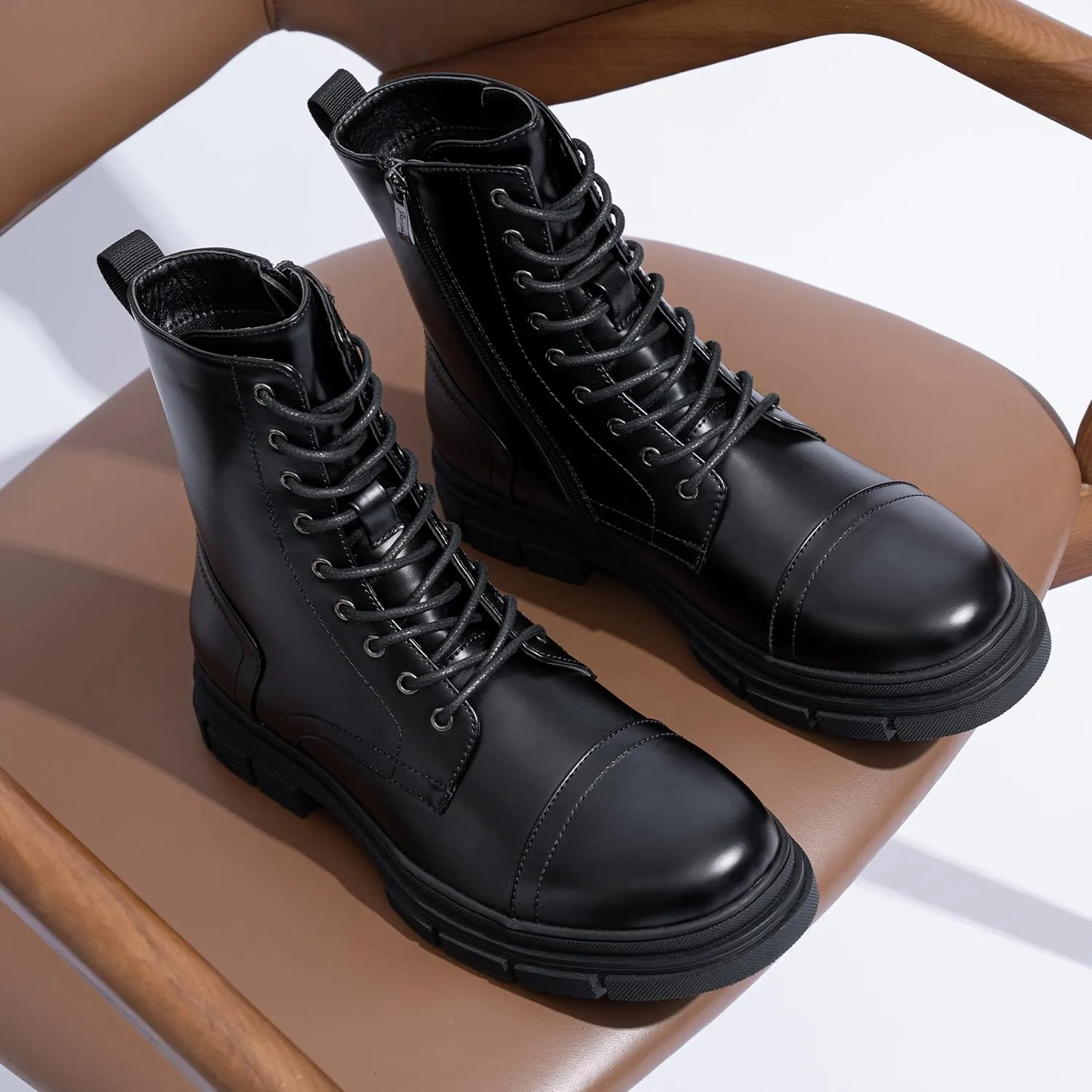 Jousen Men's Boots Fashion High Top Motorcycle Boots Waterproof Boots for Men