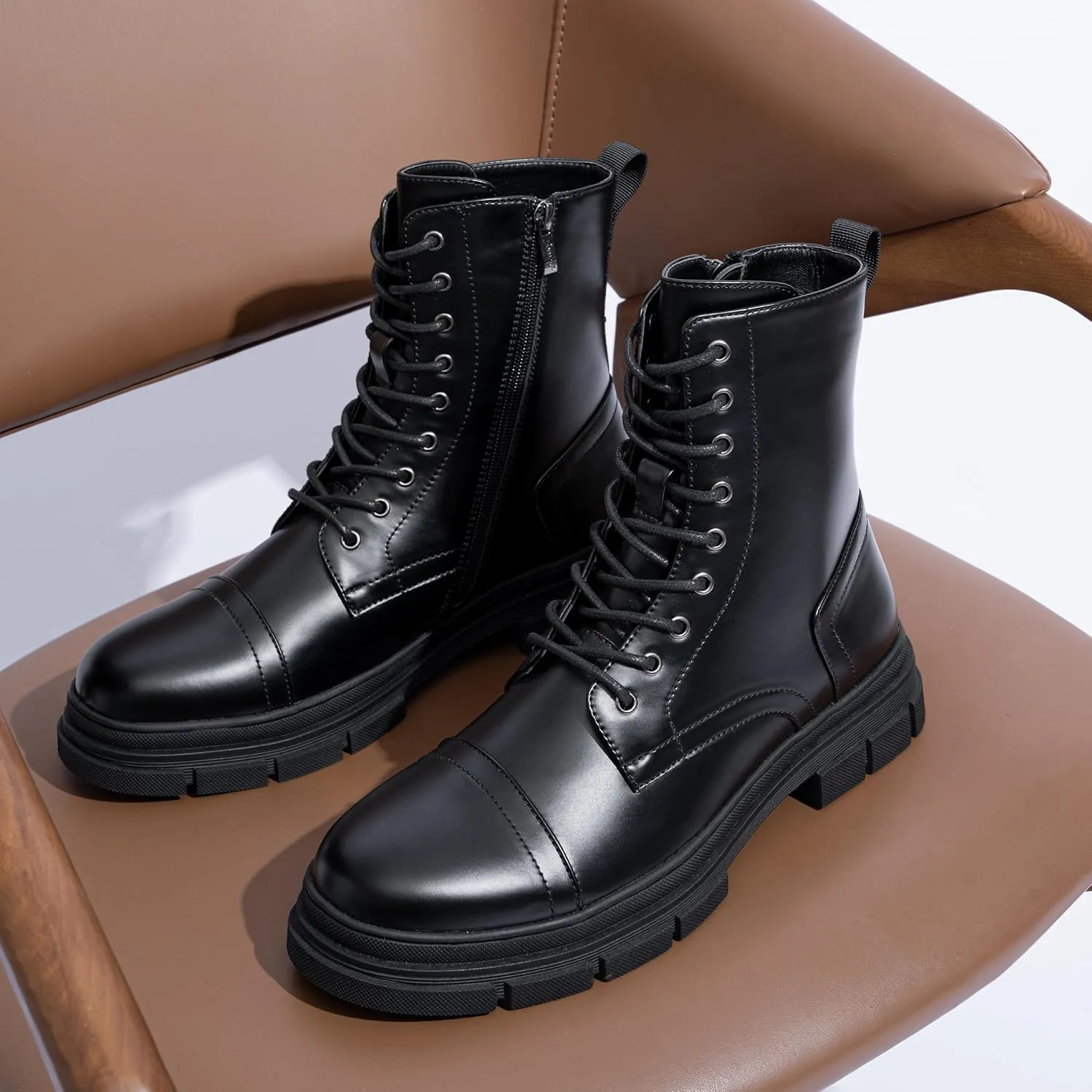 Jousen Men's Boots Fashion High Top Motorcycle Boots Waterproof Boots for Men