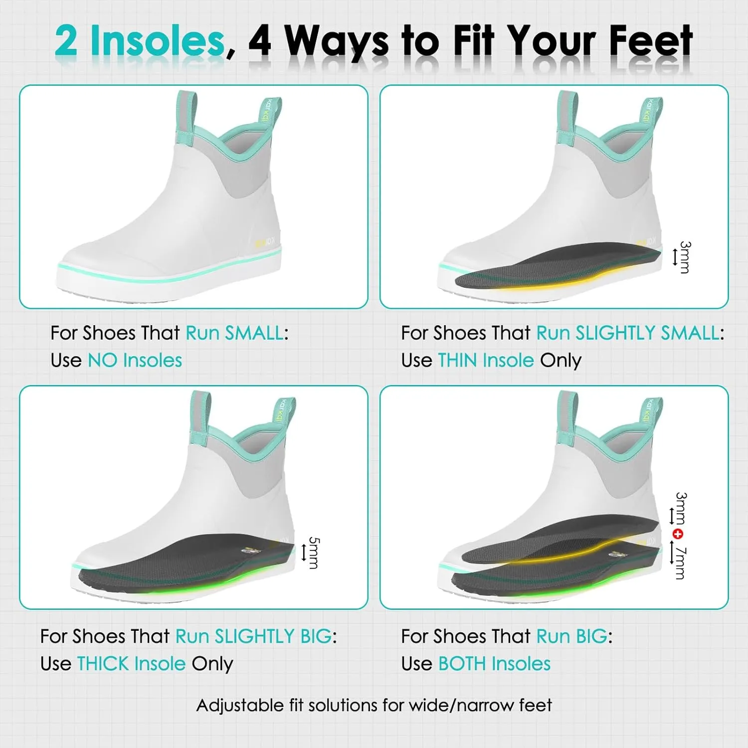 Kalkal Women's Deck Boots, Waterproof Ankle Rain Boots Fishing Boots with High Traction, Women's Rubber Boots For Gardening Fishing Boating Camping