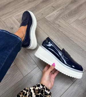Kate Appleby ‘Fenditton’ Platform Patent Loafer - Sapphire (K8)
