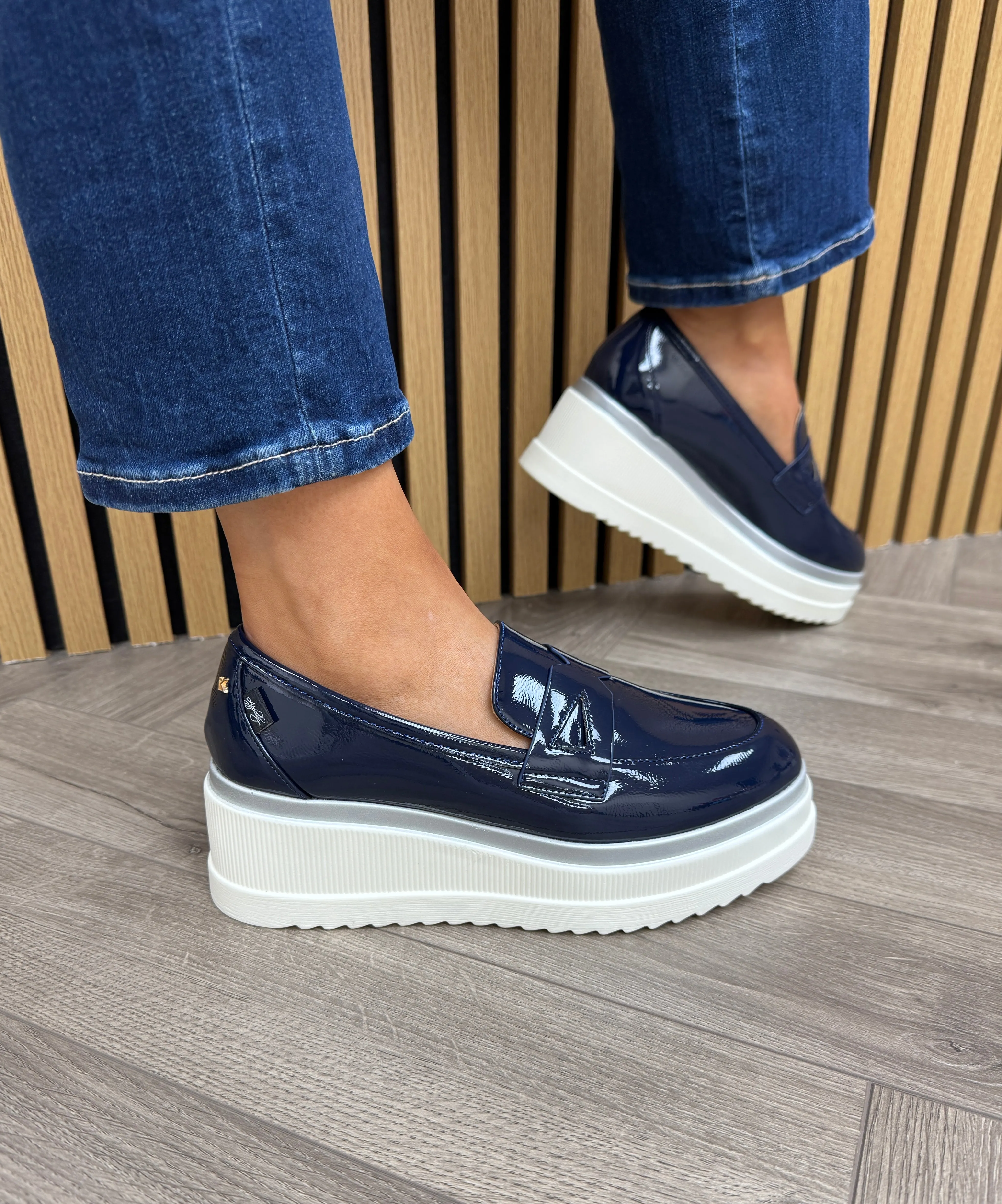 Kate Appleby ‘Fenditton’ Platform Patent Loafer - Sapphire (K8)