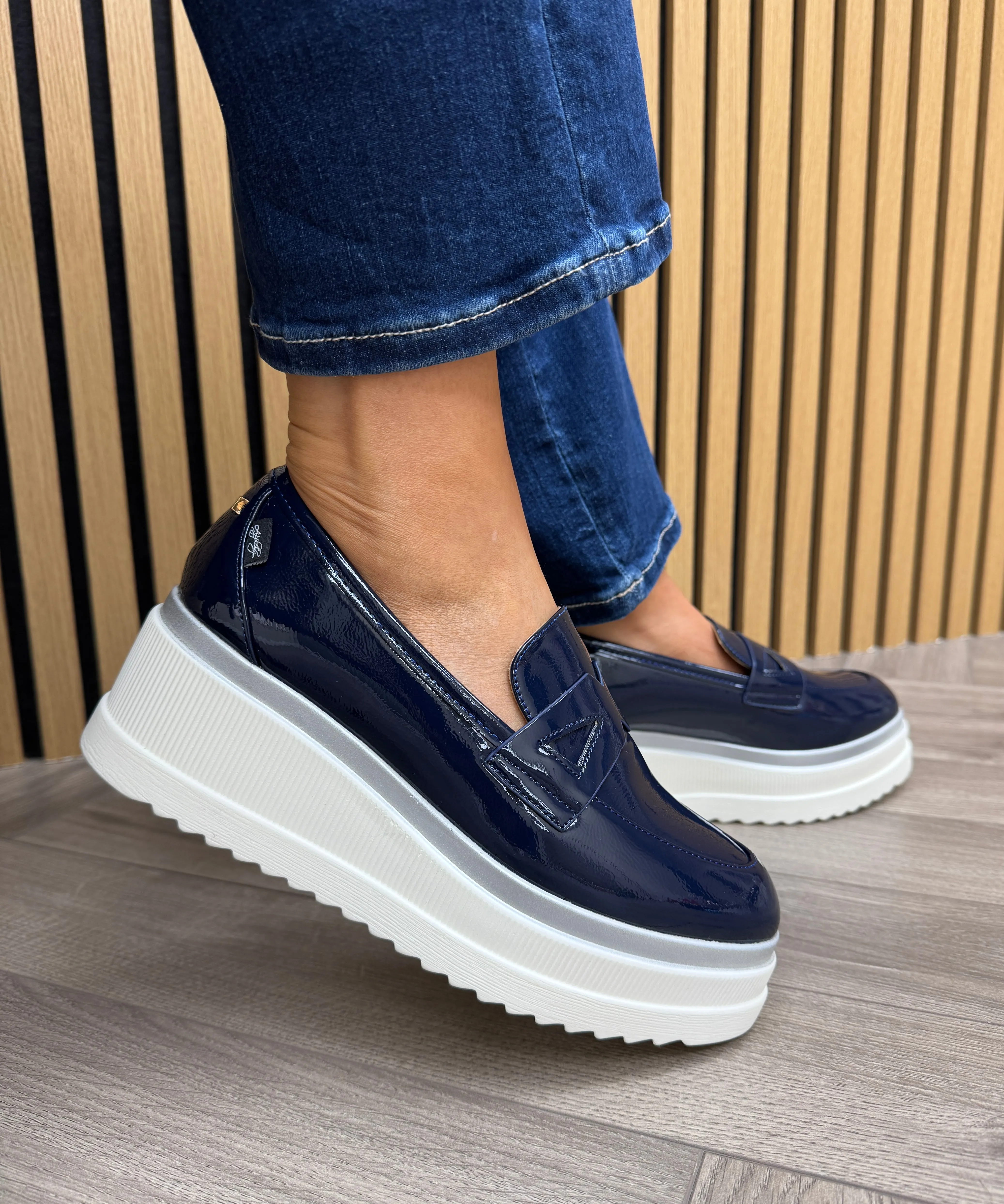 Kate Appleby ‘Fenditton’ Platform Patent Loafer - Sapphire (K8)