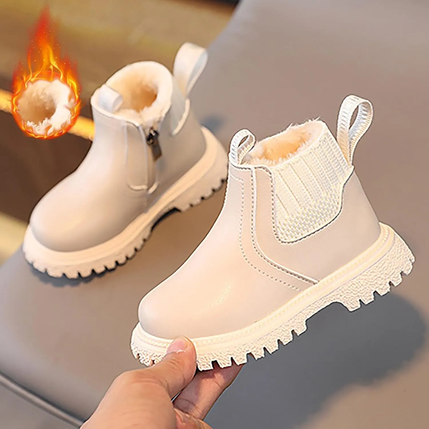 Kid's Girl Winter Snow Booties Faux Leather Ankle Boots Waterproof Outdoor Short Boots Keep Warm Fashion Shoes