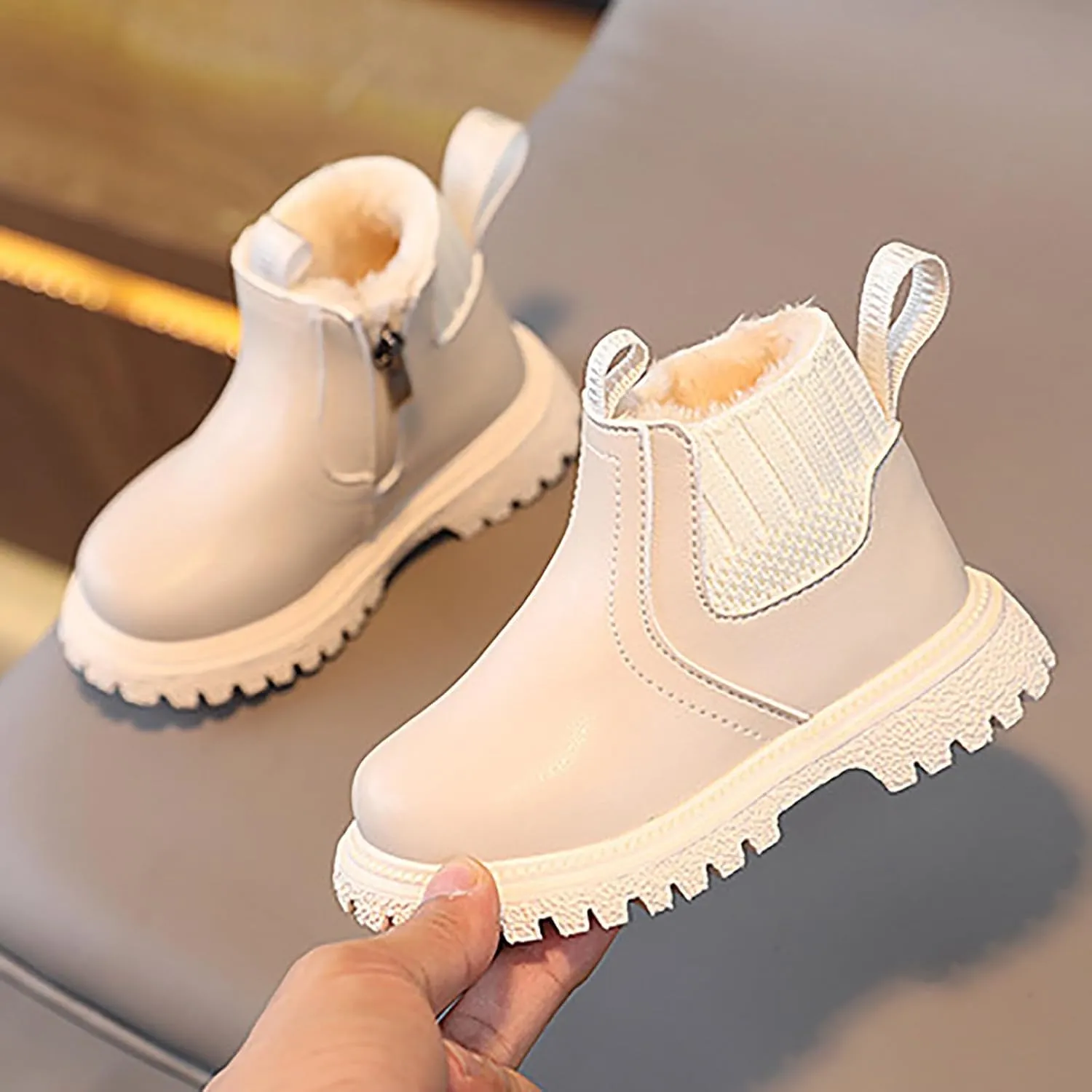Kid's Girl Winter Snow Booties Faux Leather Ankle Boots Waterproof Outdoor Short Boots Keep Warm Fashion Shoes