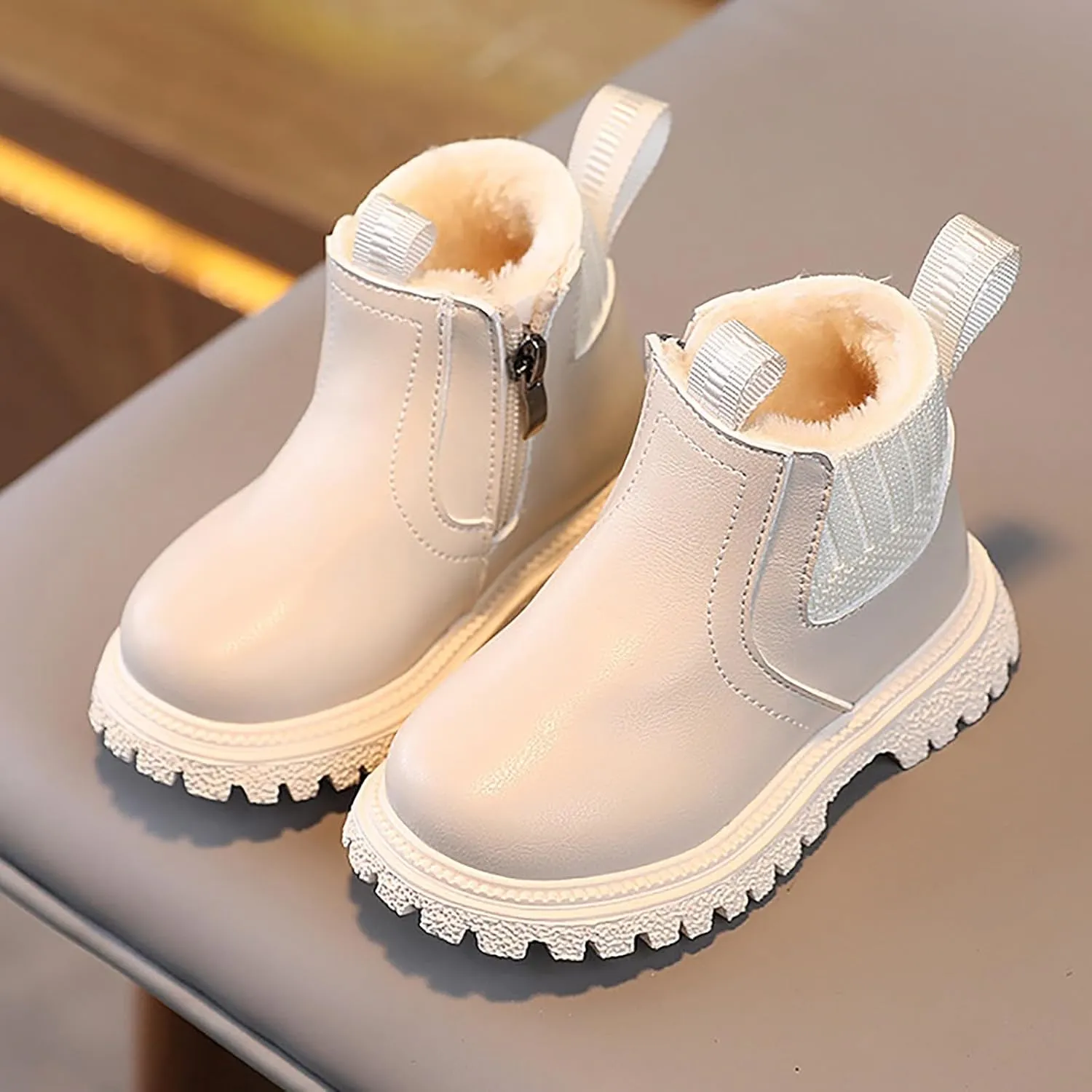 Kid's Girl Winter Snow Booties Faux Leather Ankle Boots Waterproof Outdoor Short Boots Keep Warm Fashion Shoes