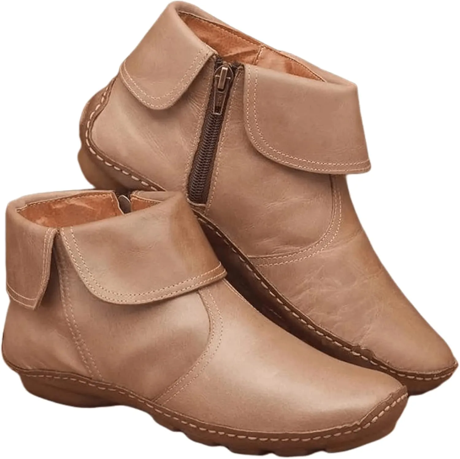 Ladmiple Boots For Women Ankle Booties Flat Heel Cowboy Western Fashion Cowgirl Combat Short Booties Walking Shoes 2024