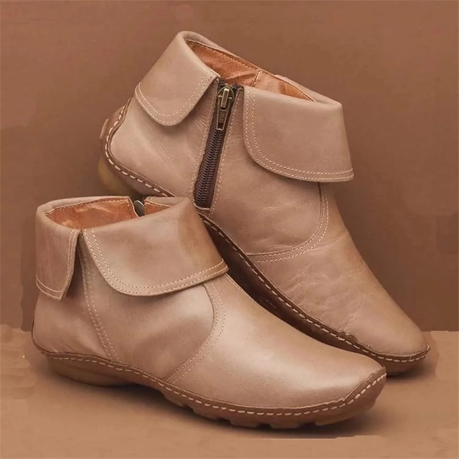 Ladmiple Boots For Women Ankle Booties Flat Heel Cowboy Western Fashion Cowgirl Combat Short Booties Walking Shoes 2024