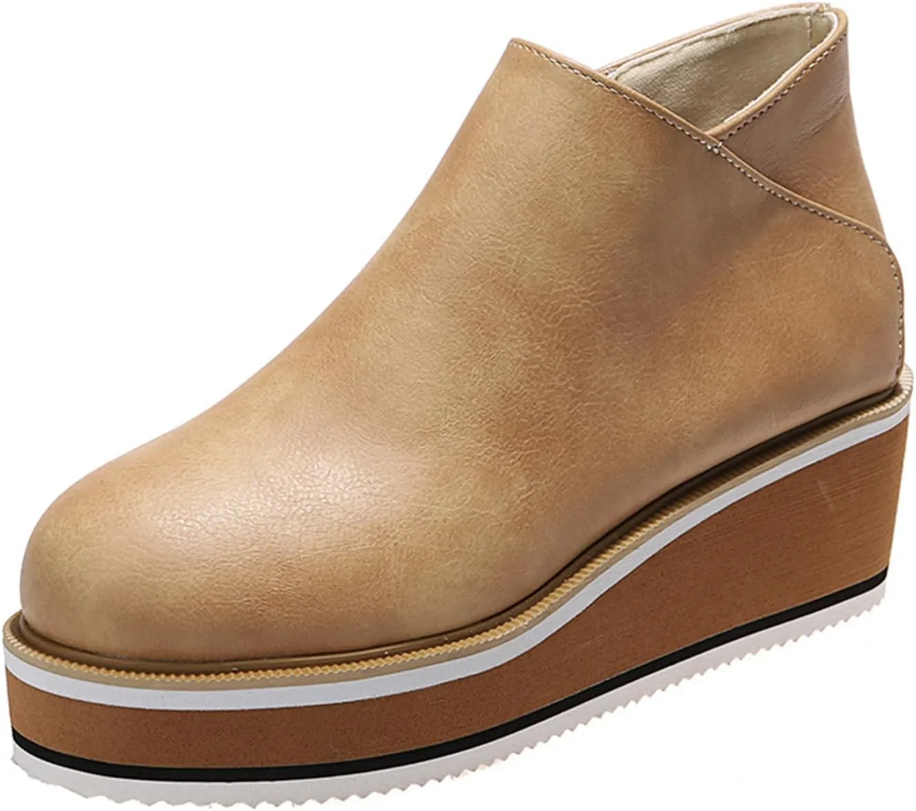 Ladmiple Wedge Boots For Women Wide Width Casual Fashion Low Wedge Heel Ankle Booties Dress Shoes Western Short Booties 2024