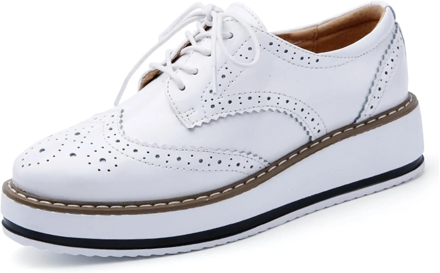 Leather Shoes for Women Glossy Shoes Comfortable Lightweight Slip On Work Flats Classic Lace-up Formal Oxford